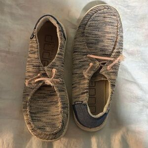 Hey Dude Textured Blue and Cream Loafers